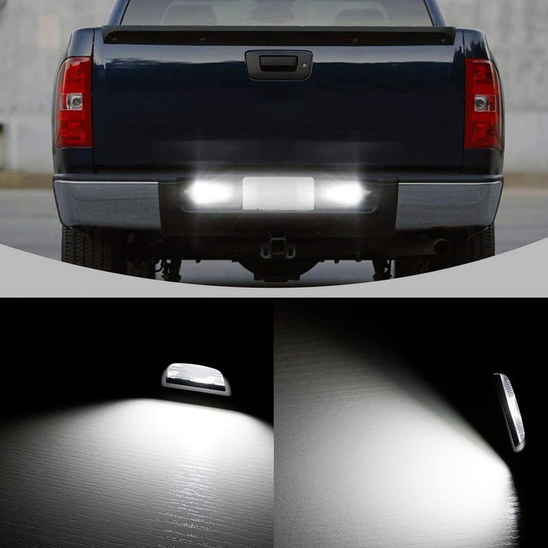 Best View License Plate Lights Tag Lamp with Black Housing Cover 6000K White Bulbs Assembly Replacement for Chevy Silverado GMC Sierra 1500 2500 3500 Suburban Tahoe Avalanche Cadillac,Pack of 2 - Image 2